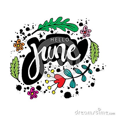Hello June hand lettering. Stock Photo
