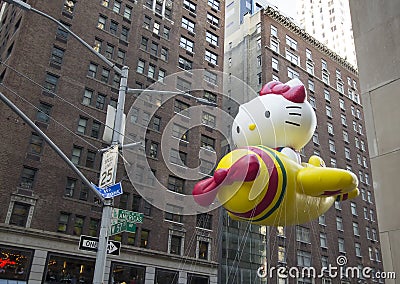 Hello Kitty Balloon in 89th annual Macy's Parade Editorial Stock Photo