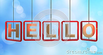 Hello letters hanging Stock Photo