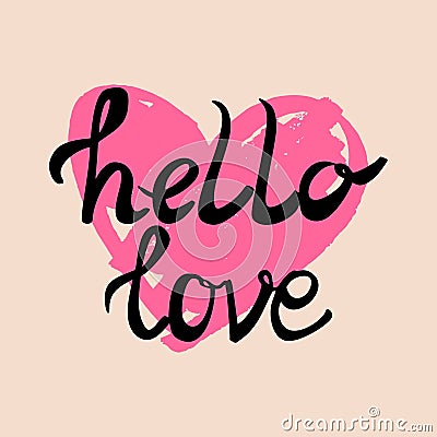 Hello love vector card with heart Vector Illustration