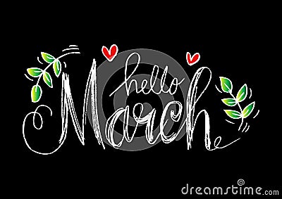 Hello March lettering Stock Photo