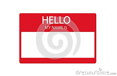 Hello, my name is introduction red flat label Vector Illustration