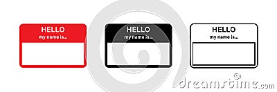 Hello my name is red vector sticker. Blank name tag. Sticker design. Red name tag Stock Photo