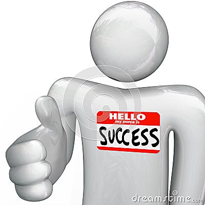 Hello My Name is Success Nametag Person Handshake Stock Photo