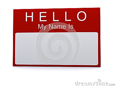 Hello my name is tag Stock Photo