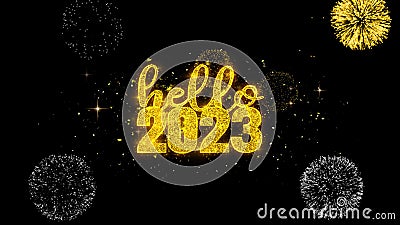 Hello 2023 New Year Text Wish On Gold Particles Fireworks Display Stock Footage Video Of Newyear Firework 159095922