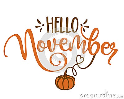 Hello November - Hand drawn vector illustration Vector Illustration