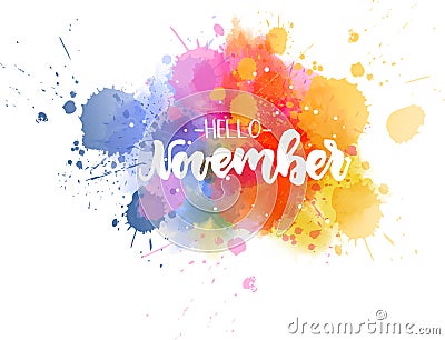 Hello November lettering background Vector Illustration