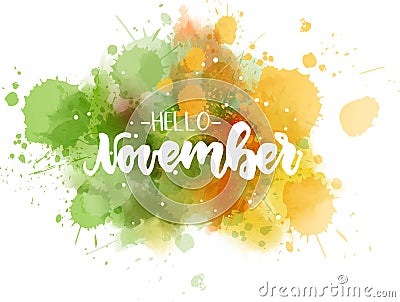 Hello November lettering background Vector Illustration