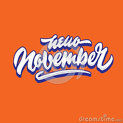 Hello november simple hand lettering typography greeting and welcoming poster Stock Photo