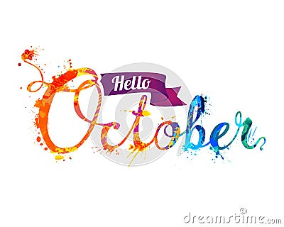 Hello October. Hand written word Vector Illustration