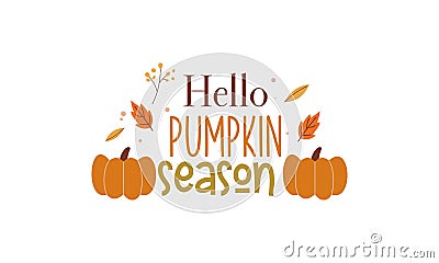 Hello Pumpkin Season Cute Hand Drawn Vector Stock Photo