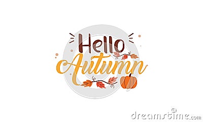 Hello Pumpkin Season Cute Hand Drawn Vector Stock Photo