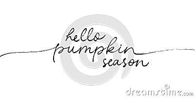 Hello pumpkin season vector linear style lettering Vector Illustration