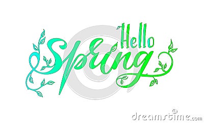 Lettering composition `Hello Spring` Stock Photo