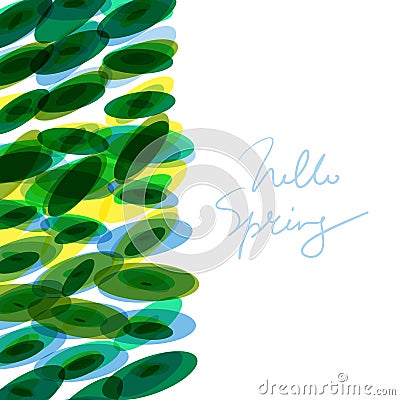 Hello spring, Abstract composition isolated on white. simple background art with ellipse circle pattern yellow blue green yellow Vector Illustration