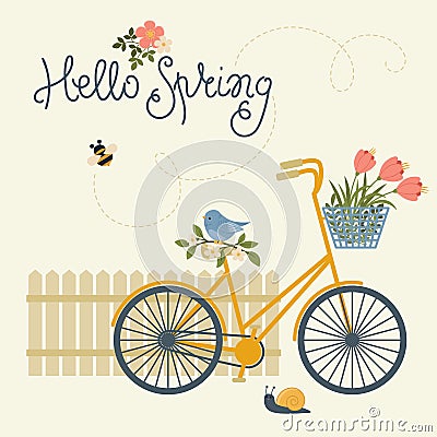 Hello Spring card Vector Illustration