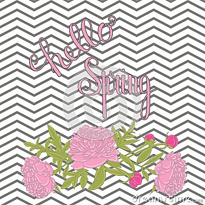 Hello Spring lettering Vector Illustration