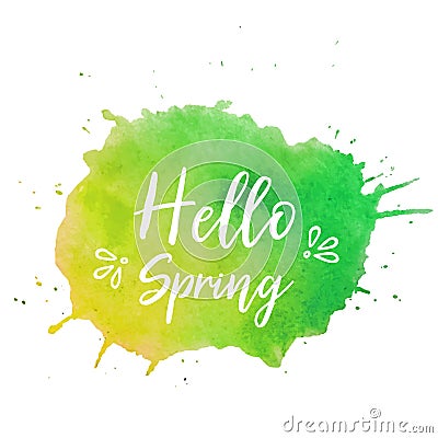 Hello spring text plate vector. Hello spring text plate vector, background for banner, sale, ad, card. Watercolor Hello Vector Illustration