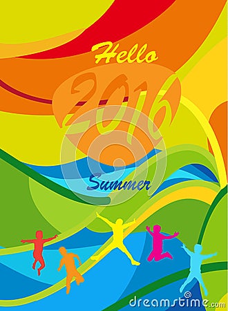 Rio 2016 Summer kids Olympic Games Sports camp brochure cover banner poster template Vector Illustration