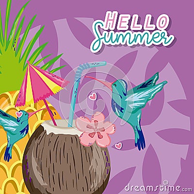 Hello summer cartoons Vector Illustration