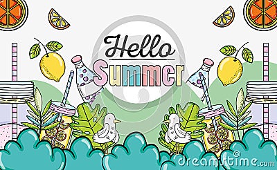 Hello summer cartoons Vector Illustration