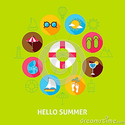 Hello Summer Concept Vector Illustration