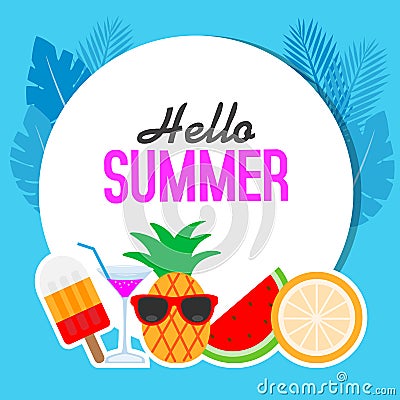 Hello summer flat Vector Illustration