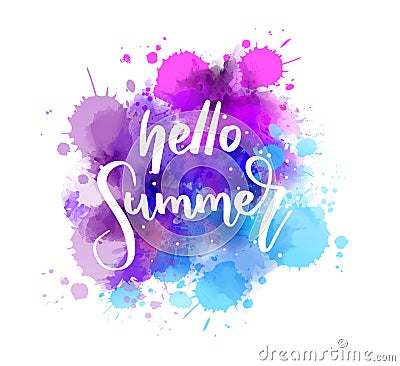 Hello summer - handwritten modern calligraphy lettering. Vector Illustration