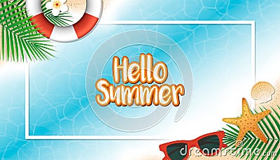 Hello summer holiday background. Season vacation, weekend. Vector Illustration. Vector Illustration