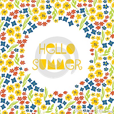 Hello Summer collage feminine vector banner Stock Photo