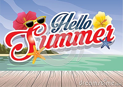 Hello summer season greeting design Vector Illustration