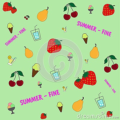 Summer is great. Bright, colored icons of the little joys of summer Vector Illustration