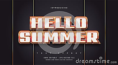 Hello Summer Text in Colorful Gradient Effect with Embossed Effect. Editable Text Style Effect Vector Illustration