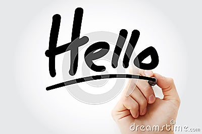 Hello text with marker Stock Photo