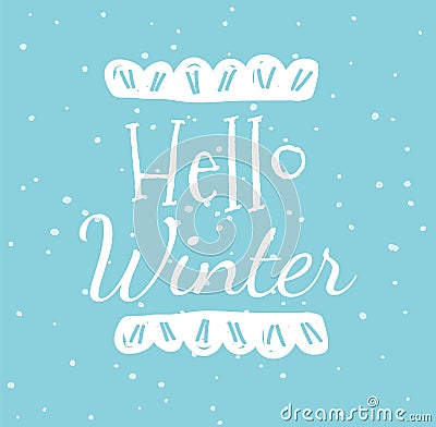 Hello Winter Creative Greeting Card Typography Vector Illustration