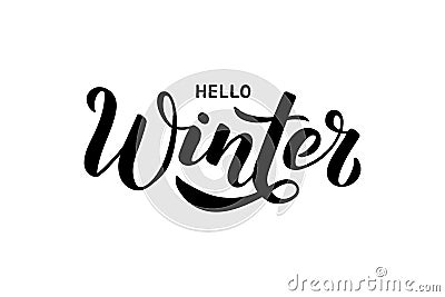 Hello Winter - Hand written lettering phrase Vector Illustration