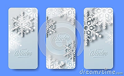 Hello Winter Luxury Elegant Decoration of Crystal Snowflake with sparkles for social media stories background decorative Vector Illustration