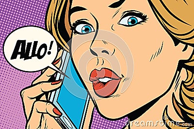 Hello woman on the phone Vector Illustration