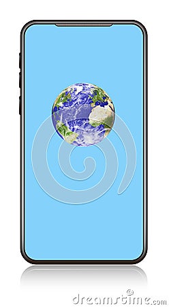 Hello World Phone with Earth Globe Stock Photo