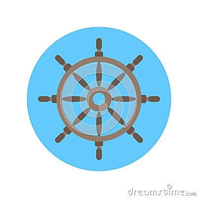 Helm Icon Steering Wheel For Ship Concept Vector Illustration