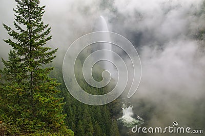 Helmcken Falls with fog, Wells Gray Provincial Park, British Columbia, Canada Stock Photo