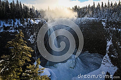 Helmcken Falls on a frosty day, British Columbia, Canada Stock Photo