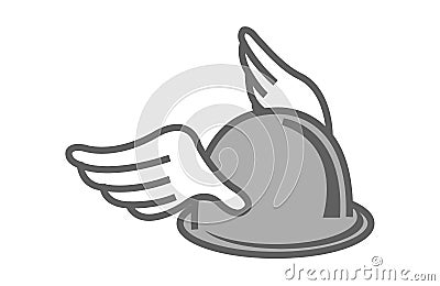 Helmet of ancient greek messenger Hermes from mythology Vector Illustration