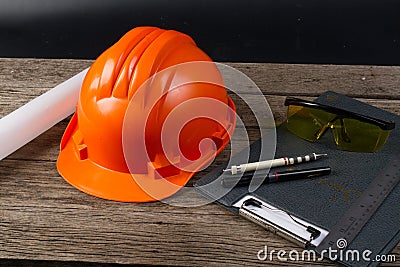 Helmet harm for engineer. Stock Photo