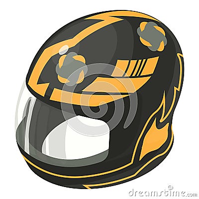 Helmet motorcycle orange icon, isometric 3d style Vector Illustration