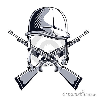 helmet and rifles Vector Illustration