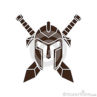 Helmet and sword of a medieval knight Vector Illustration