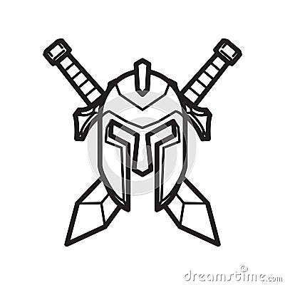 Helmet and Sword of a medieval knight Vector Illustration