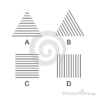 Helmholtz triangles and squares geometrical optical illusions Vector Illustration